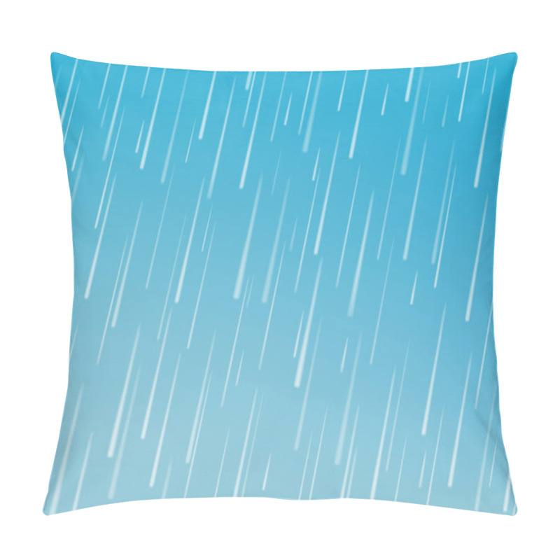 Personality  Rain Drops Isolated On Blue Background. Rainfall. Realistic Falling Water. Vector Texture. Pillow Covers