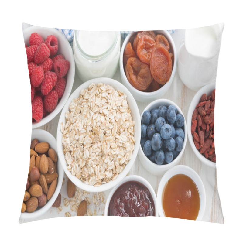 Personality  Oat Flakes And Various Delicious Ingredients For Breakfast Pillow Covers