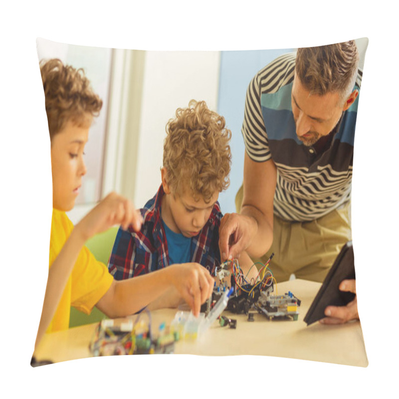 Personality  Nice Smart Man Controlling Work Of His Students Pillow Covers