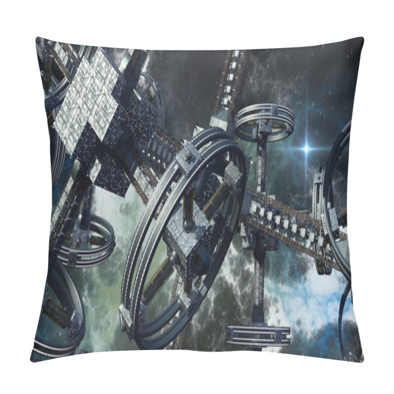 Personality  3D Illustration Of An Alien Spaceship Pillow Covers