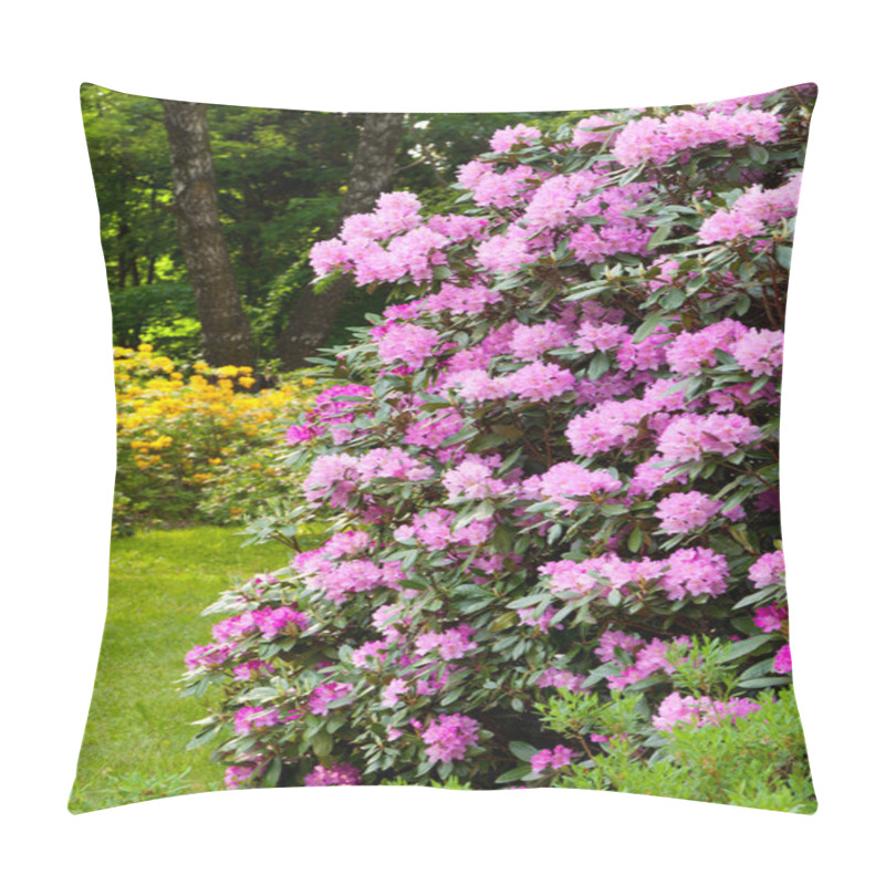 Personality  Rhododendron Bushes In Summer Garden Pillow Covers