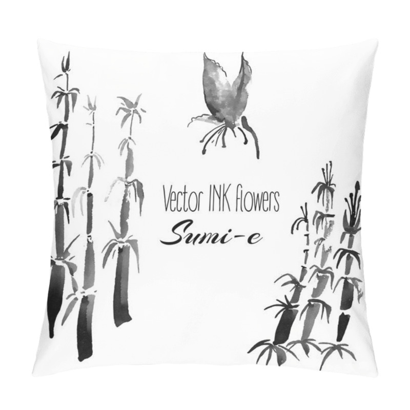 Personality  Sumi-e Traditional Elements. Bamboo. Pillow Covers