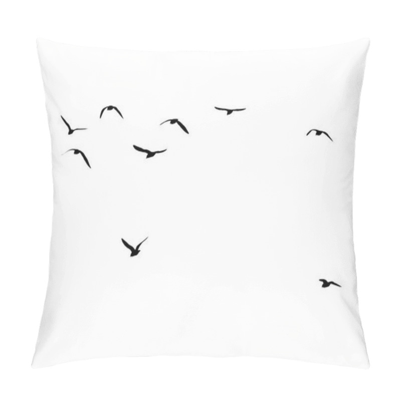 Personality  A Flock Of Birds On A White Background . Pillow Covers