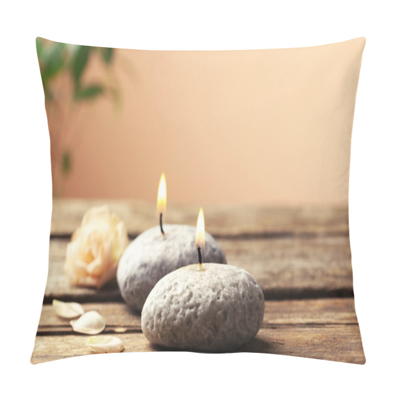 Personality  Beautiful Spa Composition On Wooden Table, On Brown Background Pillow Covers