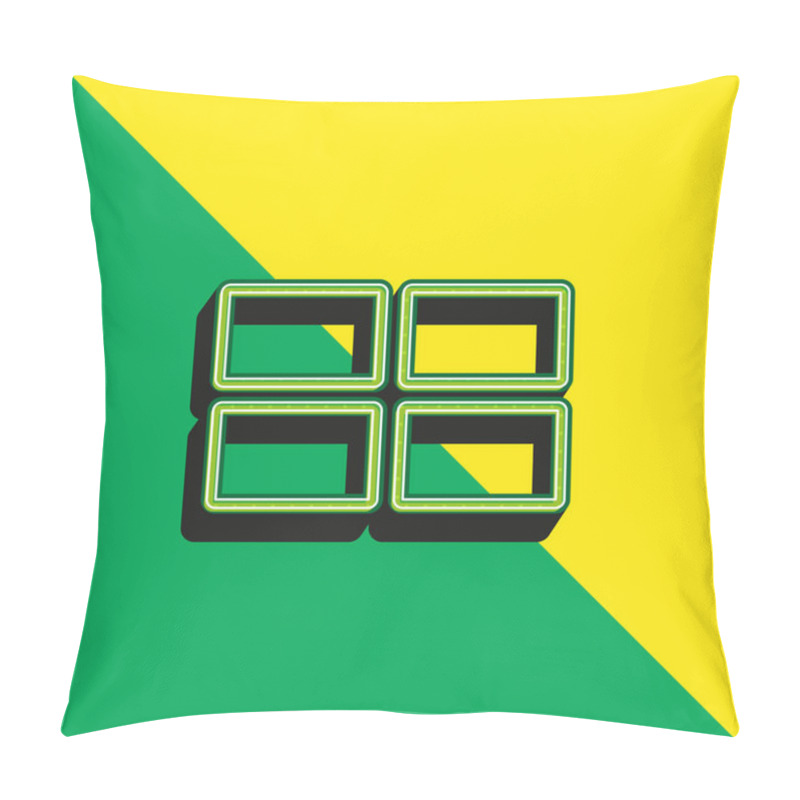 Personality  4 Rectangles Green And Yellow Modern 3d Vector Icon Logo Pillow Covers