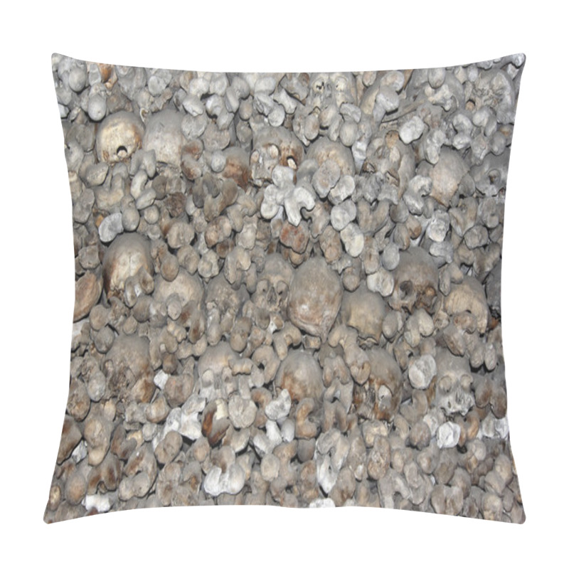 Personality  Detail Of The Human Bones And Skulls From Charnel-house In Mikulov City. Mikulov, Moravia, Czech Republic. Pillow Covers