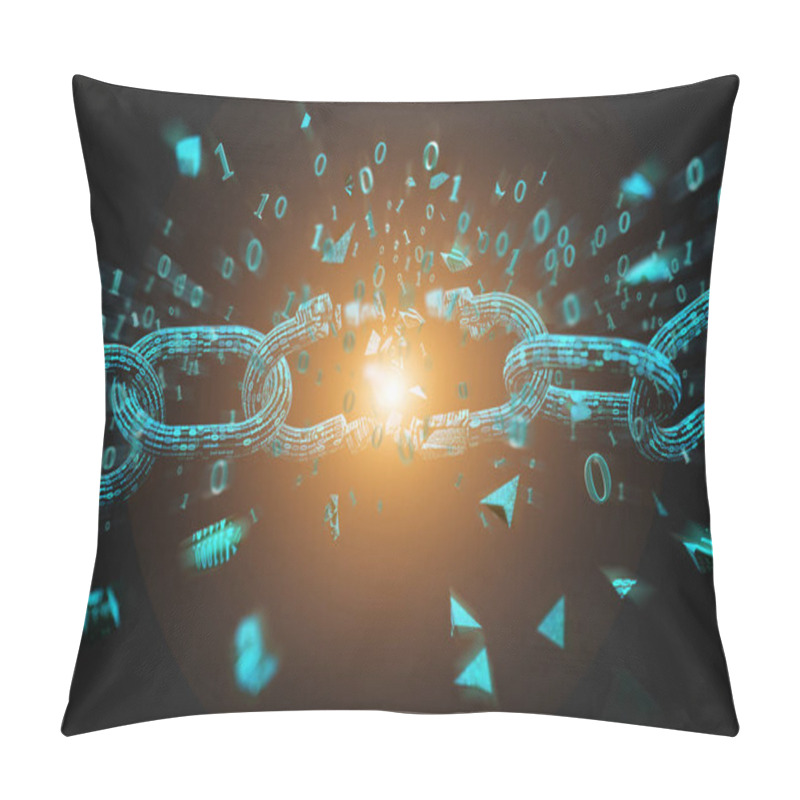 Personality  Link Of A Broken Blockchain Exploding  Pillow Covers