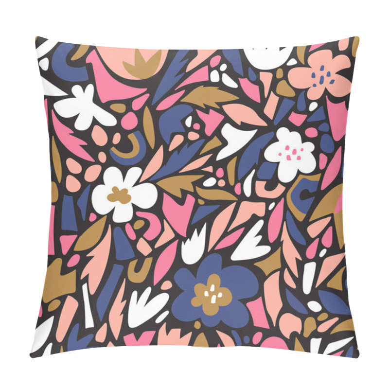 Personality  Seamless Pattern With Leaves And Flowers, Floral Background. Pillow Covers