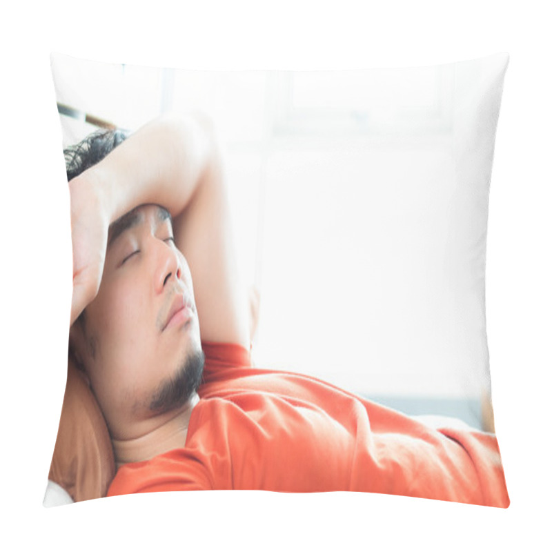 Personality  Asian Man Sleeping On Bed. Pillow Covers