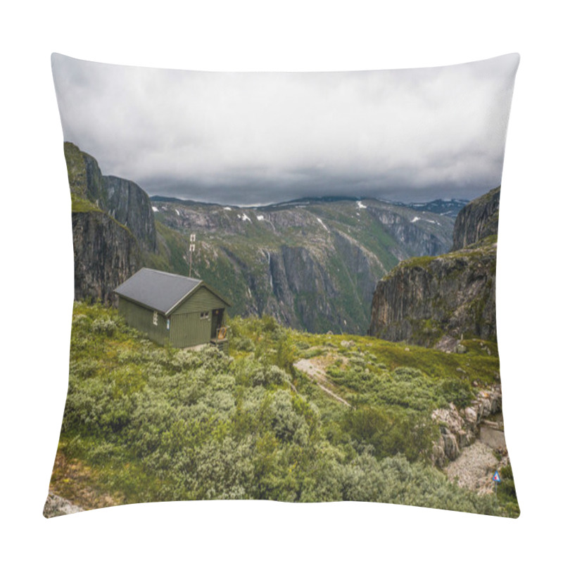 Personality  House On Meadow With Mountains   Pillow Covers