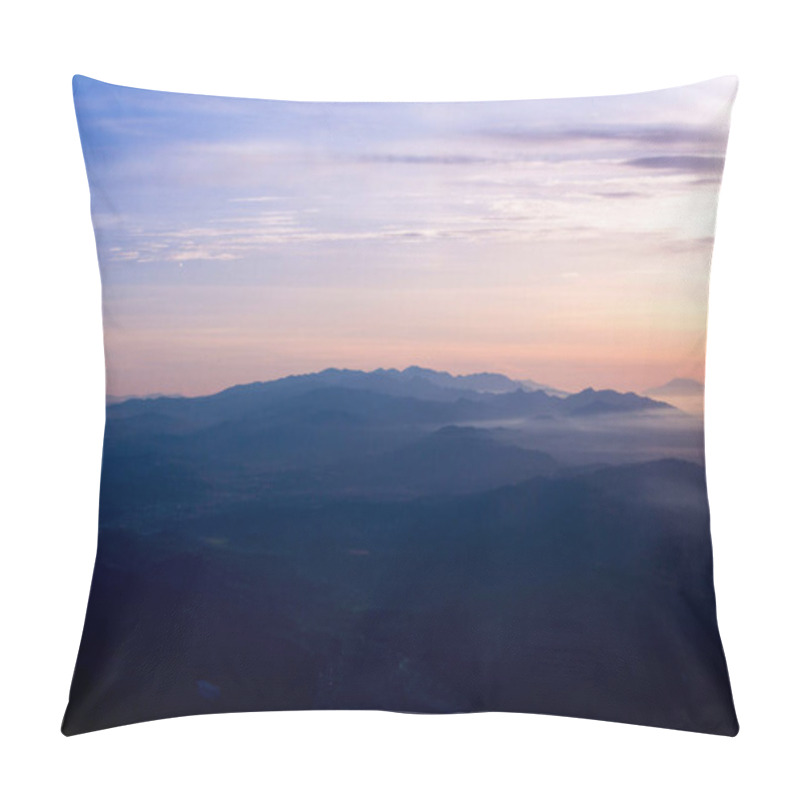 Personality  Serene Mountain Landscape At Dusk With Soft Hues Of Purple And Orange. Pillow Covers