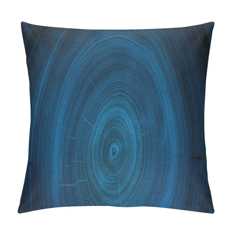 Personality  Old Wooden Oak Tree Cut Surface. Detailed Indigo Denim Blue Tones Of A Felled Tree Trunk Or Stump. Rough Organic Texture Of Tree Rings With Close Up Of End Grain. Pillow Covers