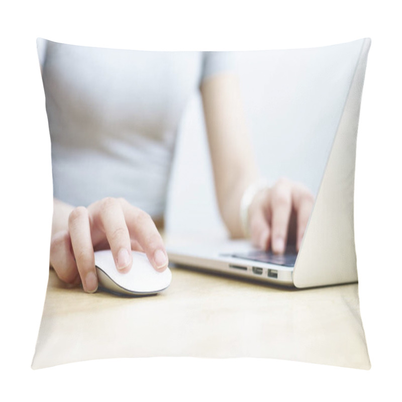 Personality  Woman Working With Laptop Computer Pillow Covers