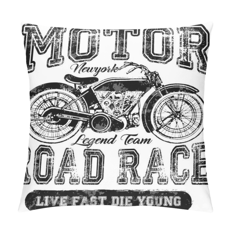 Personality  Motorcycle Label T-shirt Design With Illustration Of Custom Chopper Pillow Covers