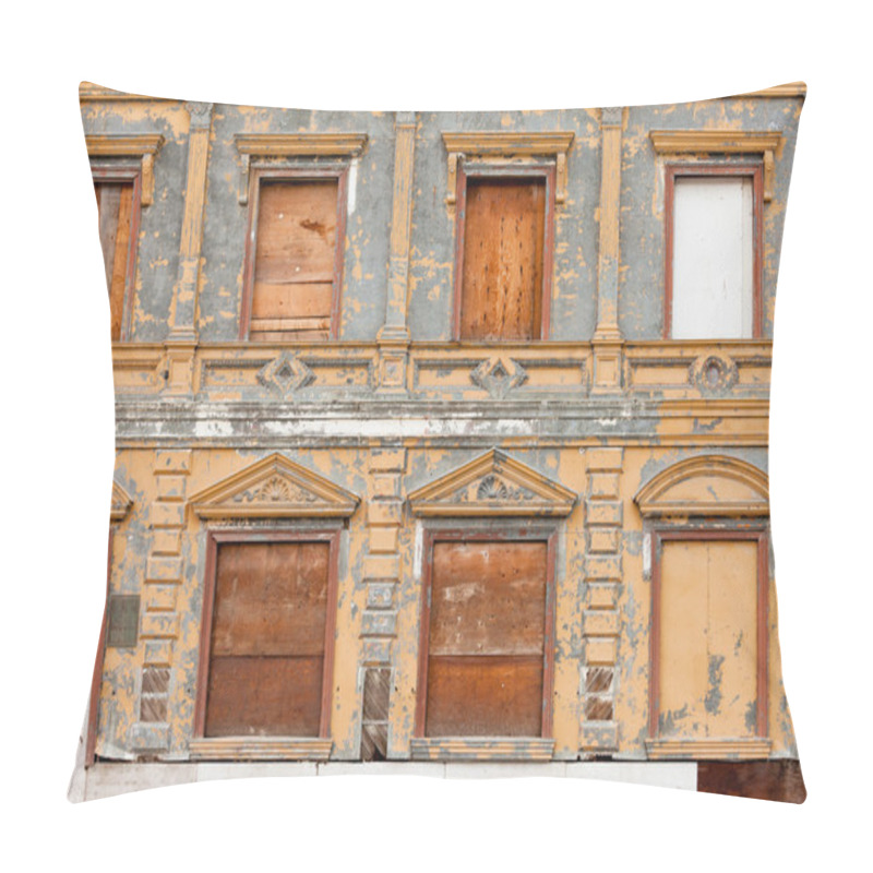 Personality  Boarded Up Derelict Building Facade Peeling Paint Pillow Covers