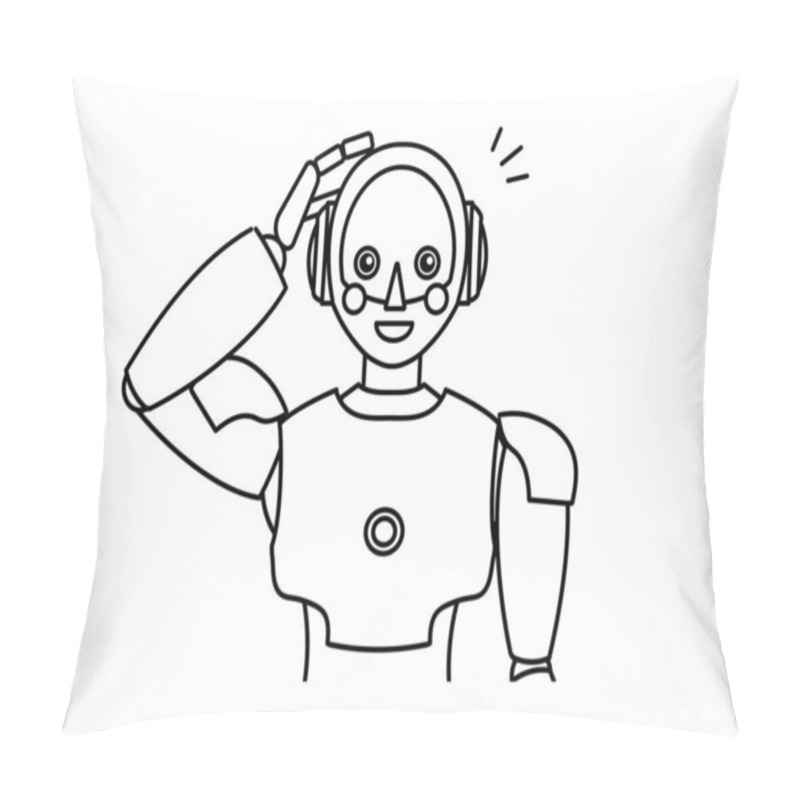 Personality  Illustration Of A Simple Android Robot (monochrome) Pillow Covers