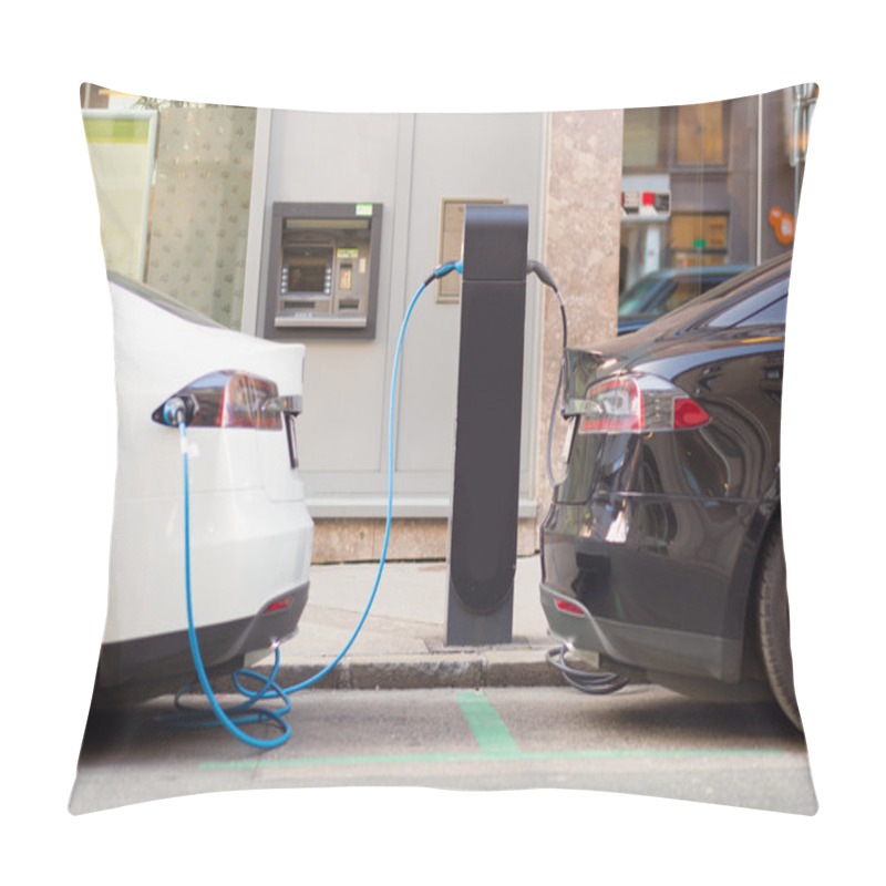 Personality  Electric Cars In Charging Station. Pillow Covers