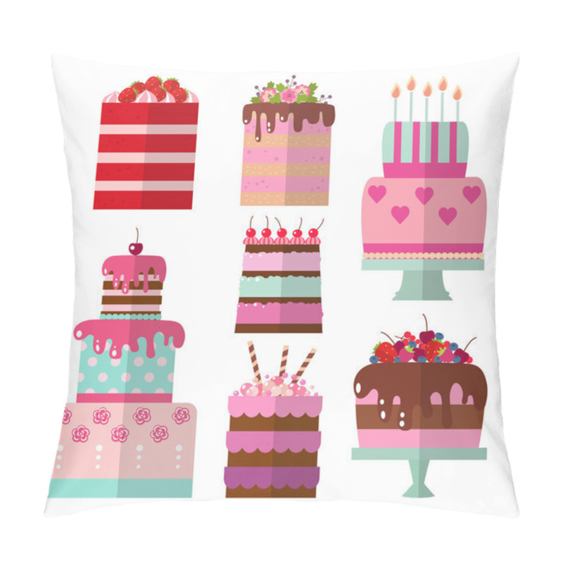 Personality  Vector Flat Illustration Of Cake Pillow Covers