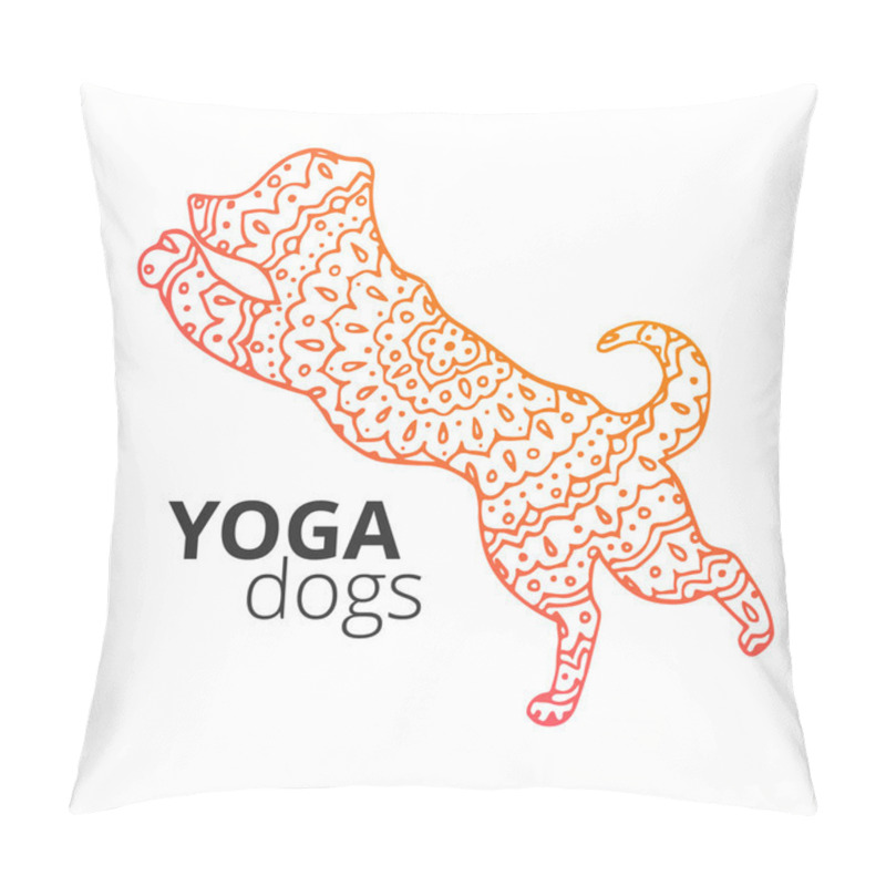 Personality  Dog Yoga Logo On Gradient Background Pillow Covers