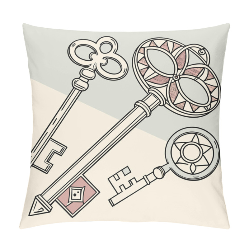 Personality  A Creative Vector Featuring Encrypted Keys Arranged In Intricate Geometric Designs, Symbolizing Digital Security And Encryption. Pillow Covers