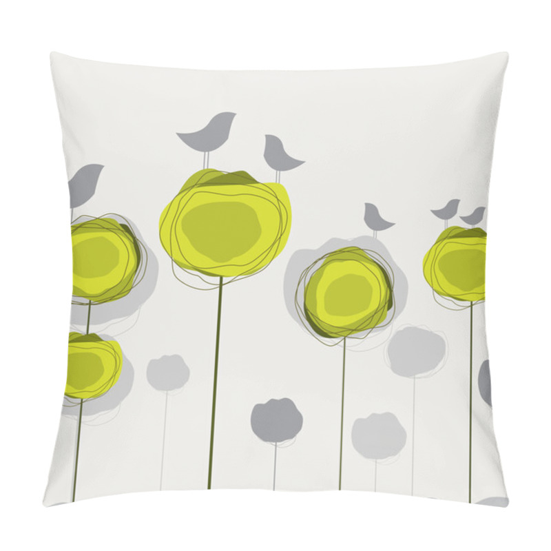 Personality  Background With Birds, Tree. Vector Illustration Pillow Covers