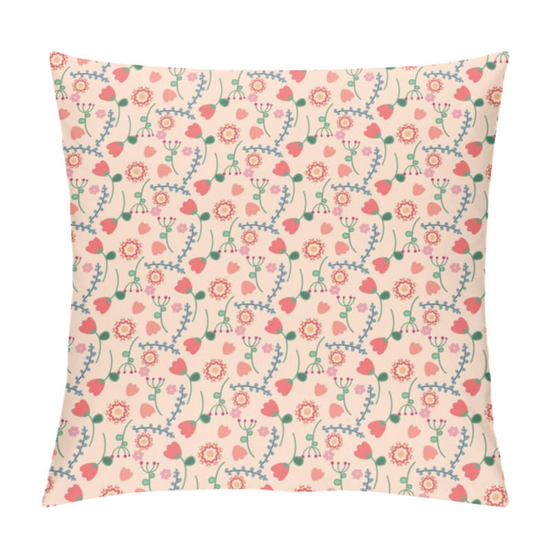 Personality  Vector Floral Pattern In Doodle Style With Flowers And Leaves. Gentle, Spring Floral Background. Pillow Covers