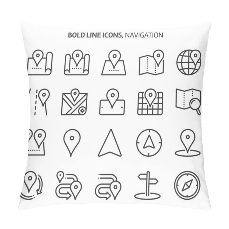 Personality  Navigation, Bold Line Icons Pillow Covers