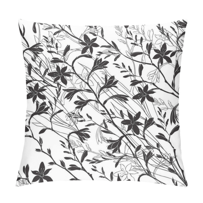 Personality  Black And White Seamless Floral Pattern With Montbretia. Pillow Covers