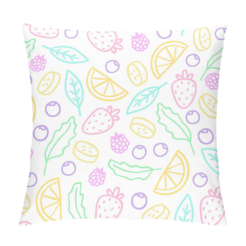 Personality  Doodle Fruits, Berries, Leafs. Seamless Pattern Pillow Covers