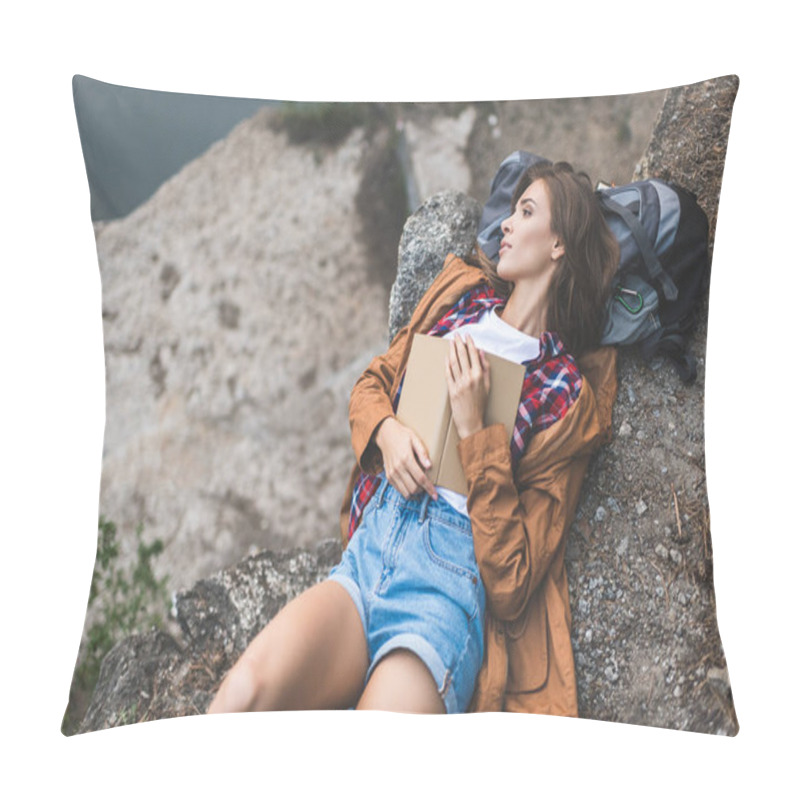 Personality  Woman With Book On Nature Pillow Covers