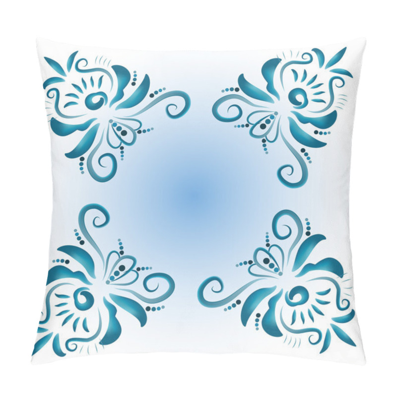 Personality  Floral Ornament In Blue. Pillow Covers