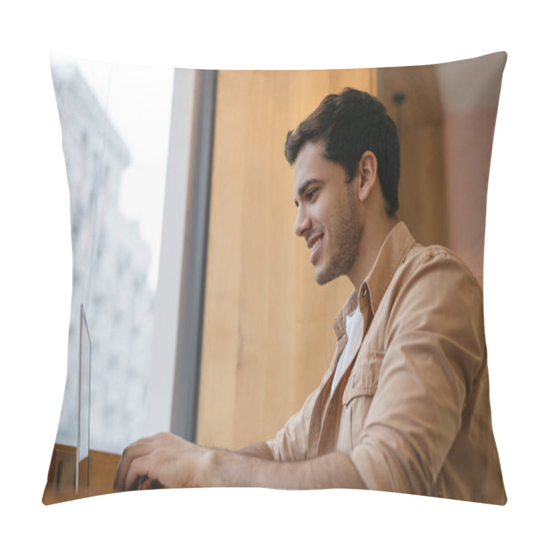 Personality  Successful Asian Business Man Using Laptop Computer, Typing On Keyboard, Watching Training Courses, Planning Start Up In Office. Indian Freelancer Working From Home Pillow Covers