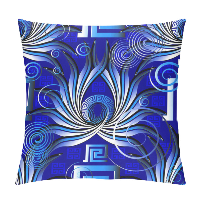 Personality  Bright Blue Greek Abstract Vector Seamless Pattern. Modern Ornam Pillow Covers