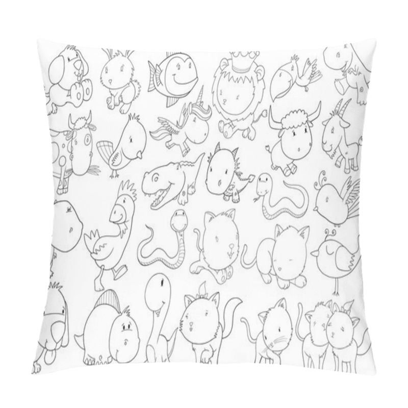 Personality  Animal Doodle Illustration Set Pillow Covers