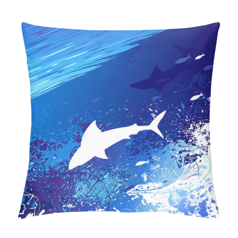 Personality  Marine Background With A White Shark Pillow Covers