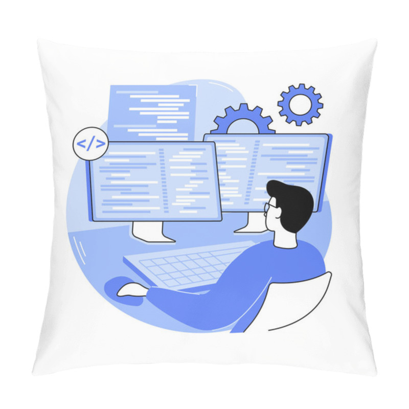 Personality  DevOps Engineering Isolated Cartoon Vector Illustrations. IT Company Back End Developer Works With DevOps Software Engineering, Programming Process, Digital Database Vector Cartoon. Pillow Covers