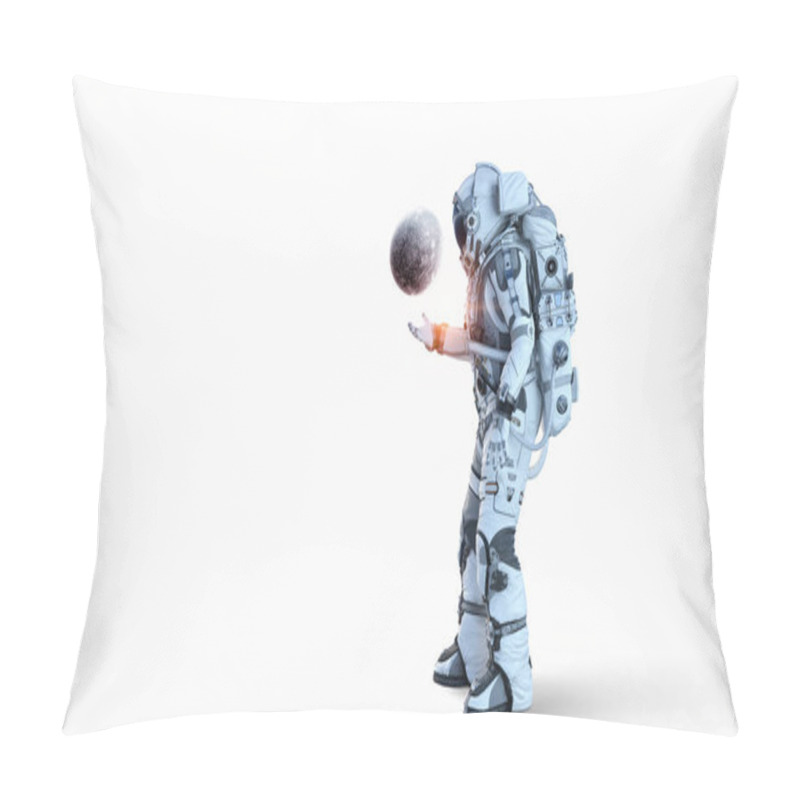 Personality  Spaceman And His Mission. Mixed Media Pillow Covers