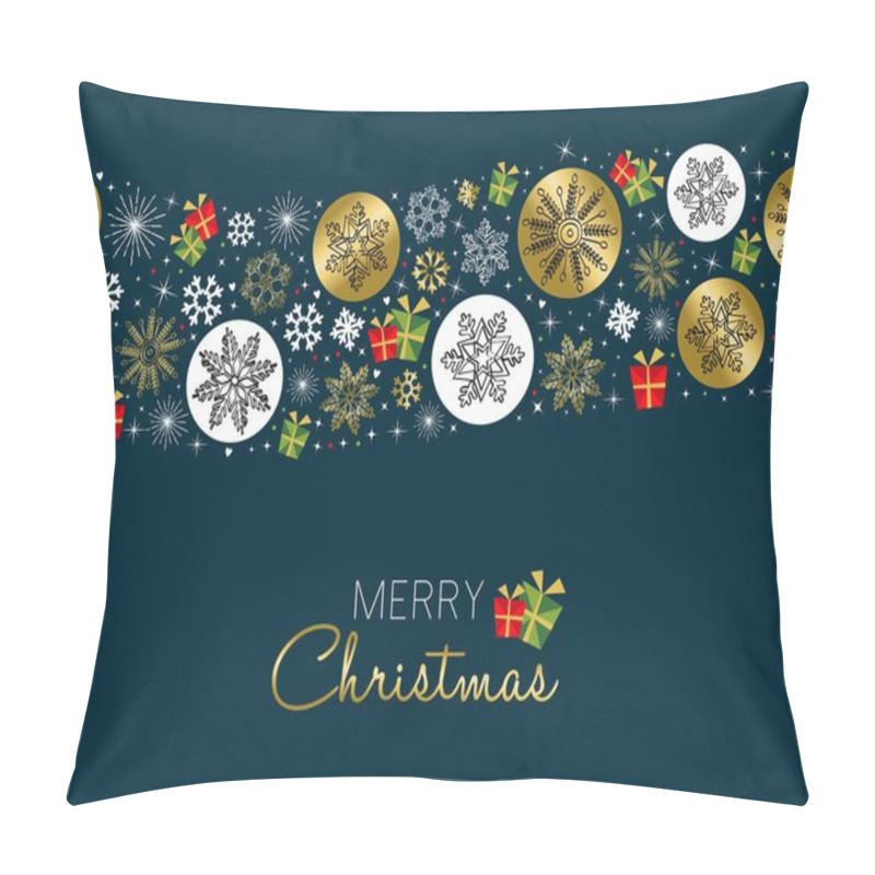 Personality  Merry Christmas Gold Winter Snowflake Pattern Card Pillow Covers