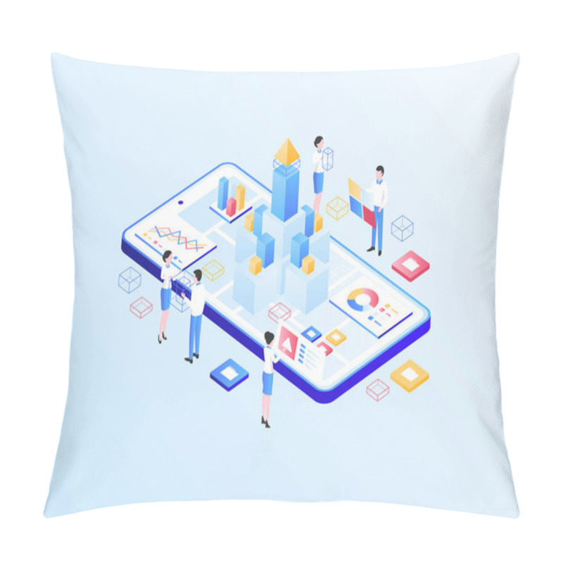 Personality  Product Release Isometric Illustration Light Gradient. Suitable For Mobile App, Website, Banner, Diagrams, Infographics, And Other Graphic Assets. Pillow Covers