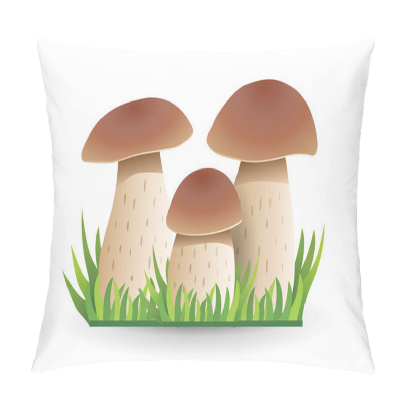 Personality  White Mushroom. Vegetable Healthy Food. Mushrooms Isolated On Wh Pillow Covers