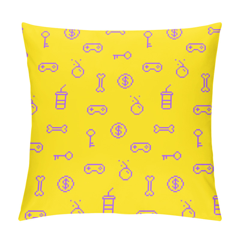 Personality  Seamless Oldschool Gaming Inspired Pattern, Game Icons, Achievem Pillow Covers