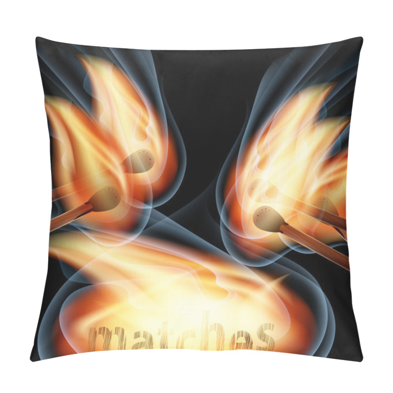 Personality  Burning Matches On Black Background. Vector Illustration. Pillow Covers