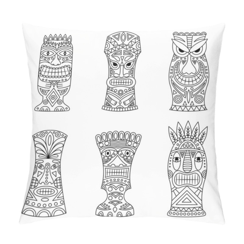 Personality  Tiki Idols Icon Set. Pillow Covers