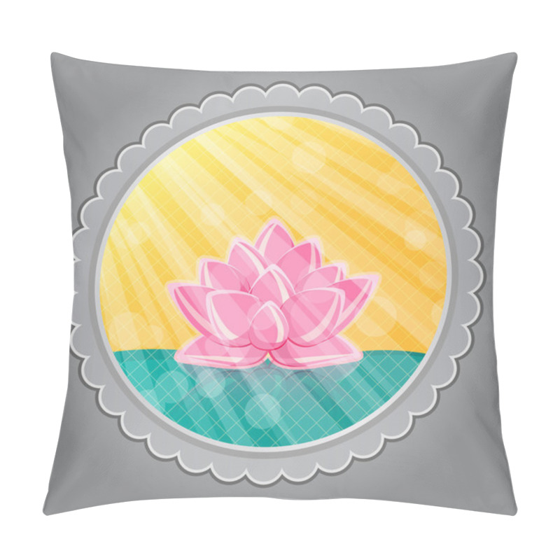 Personality  Lotus Flower In Green Water In Round Label Pillow Covers