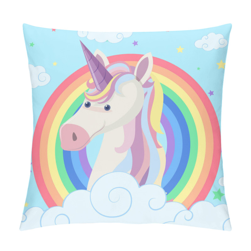 Personality  Unicorn On Rainbow Background Pillow Covers