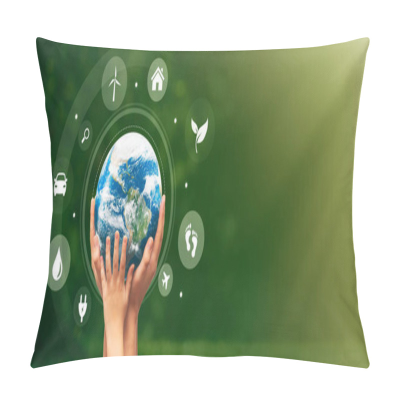 Personality  Hand Holding Earth Globe. Planet Care Or Earth Day Concept Pillow Covers