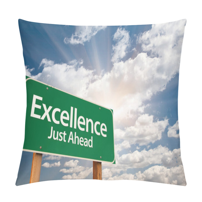 Personality  Excellence Green Road Sign Over Clouds Pillow Covers