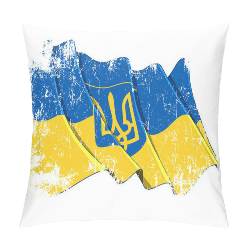 Personality  Grunge Vector Illustration Of A Scratch Textured Waving State Flag Of Ukraine. All Elements On Well-defined Layers And Groups. Pillow Covers