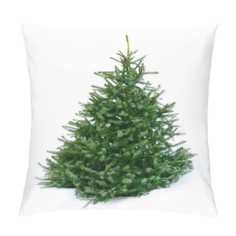 Personality  Young Green Fir Tree On Snow Pillow Covers