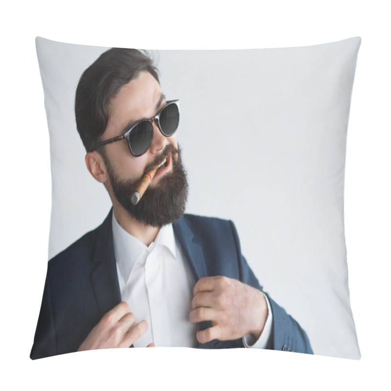 Personality  Arrogant Rich Bearded Man In Sunglasses Pillow Covers